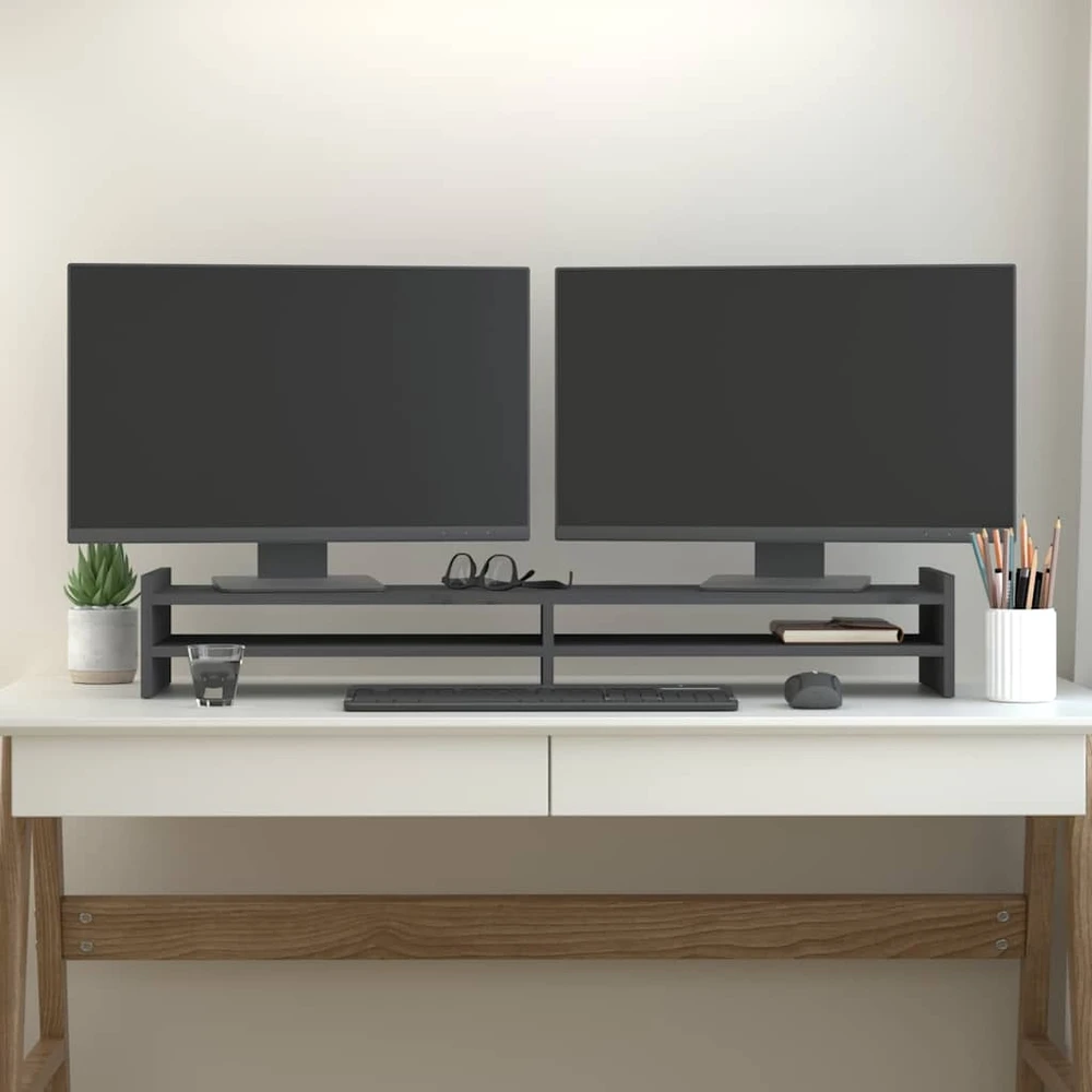 Laikiklis Monitoriaus stovas, pilkas, 100x27x15cm, pušies masyvas