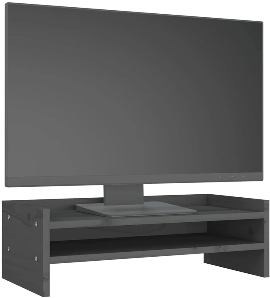 Laikiklis Monitoriaus stovas, pilkas, 50x24x16cm, pušies medienos masyvas