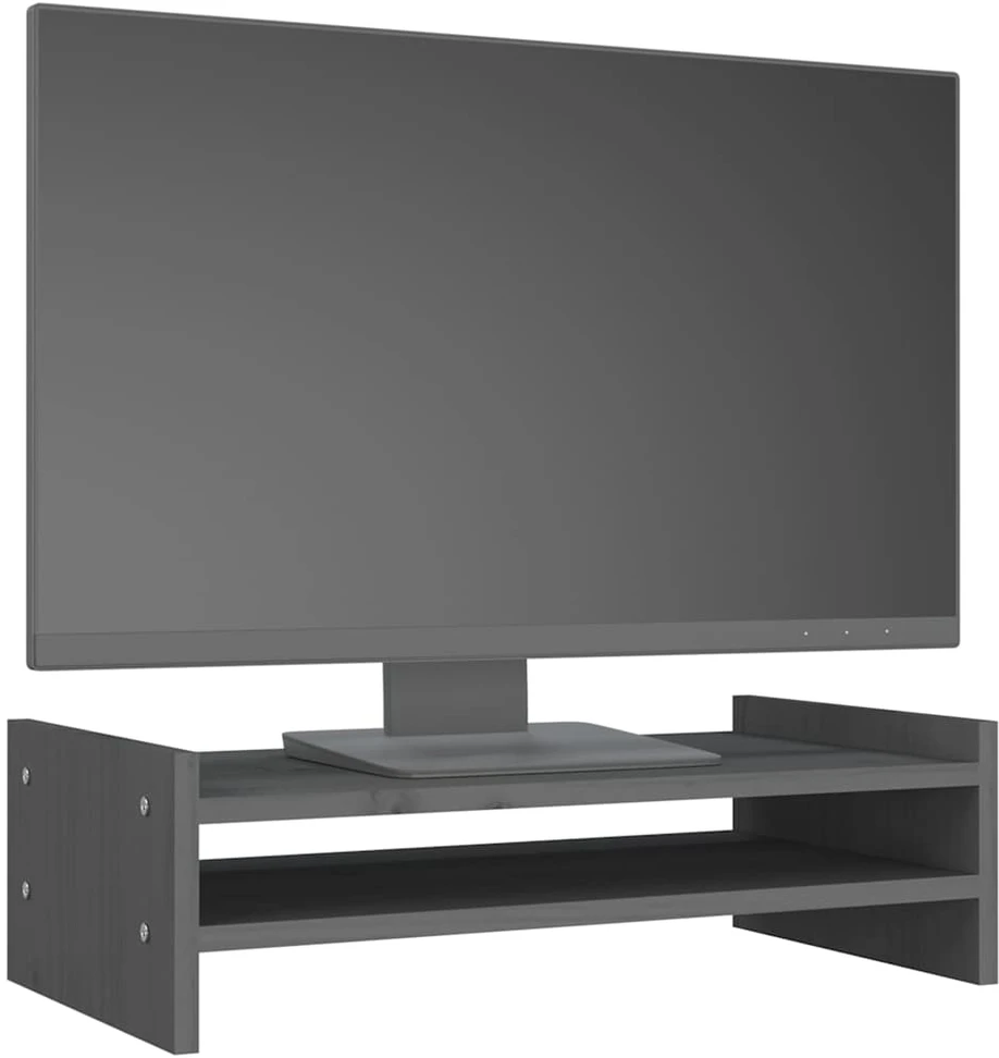 Laikiklis Monitoriaus stovas, pilkas, 50x27x15cm, pušies medienos masyvas