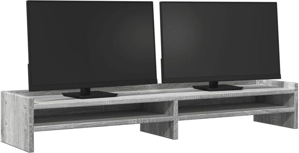 Laikiklis Monitoriaus stovas, pilkas ąžuolo, 100x24x16cm, mediena
