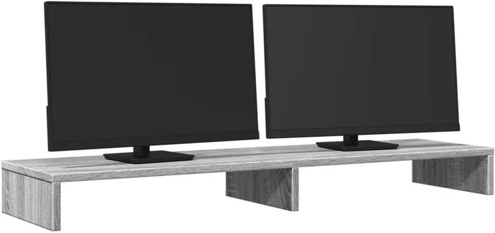 Laikiklis Monitoriaus stovas, pilkas ąžuolo, 100x27x10cm, mediena