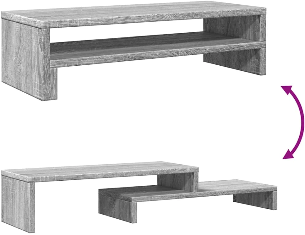 Laikiklis Monitoriaus stovas, pilkas ąžuolo, 54x22x15cm, apdirbta mediena