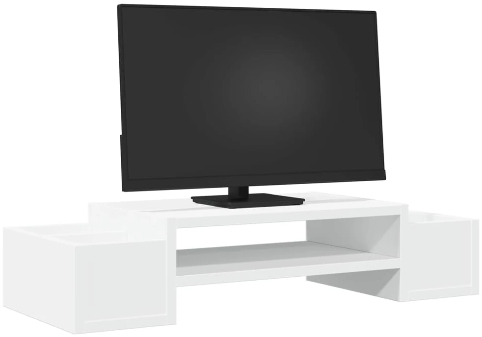 Laikiklis Monitoriaus stovas su lentyna, baltas, 70x27x15cm, mediena