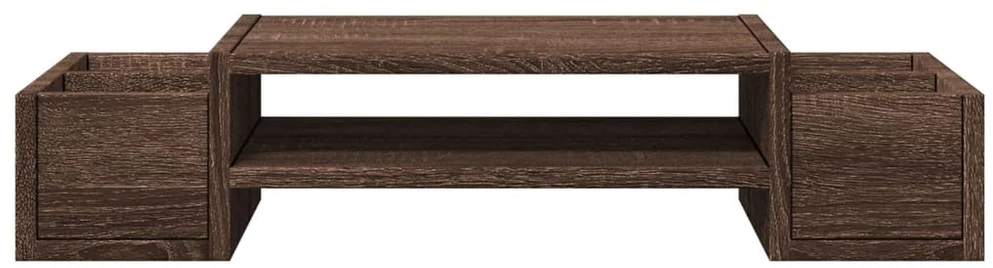 Laikiklis Monitoriaus stovas su lentyna, dūminė ruda, 70x27x15cm, mediena