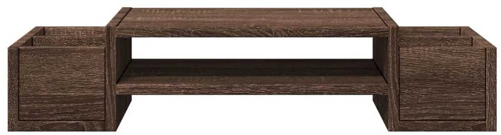 Laikiklis Monitoriaus stovas su lentyna, dūminė ruda, 70x27x15cm, mediena