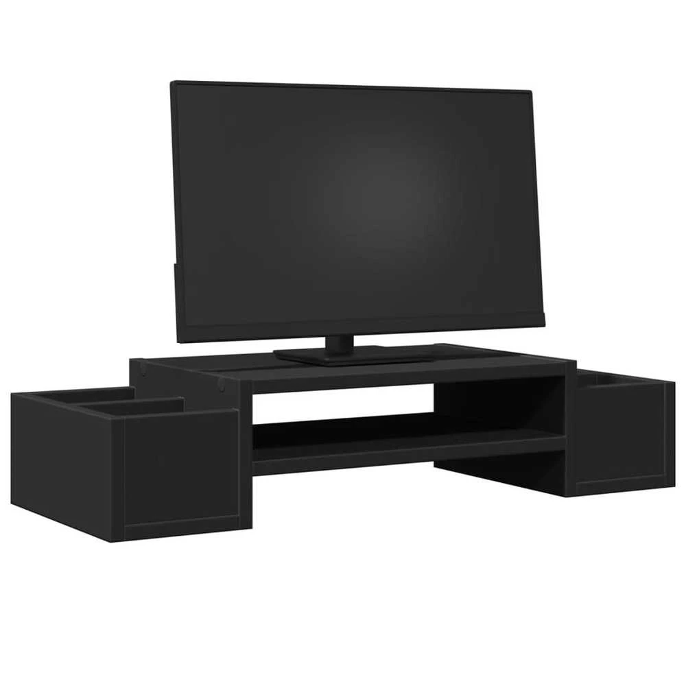 Laikiklis Monitoriaus stovas su lentyna, juodas, 70x27x15cm, mediena