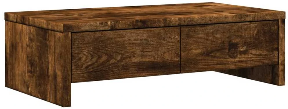 Laikiklis Monitoriaus stovas su stalčiais, dūminis, 50x27x15cm, mediena
