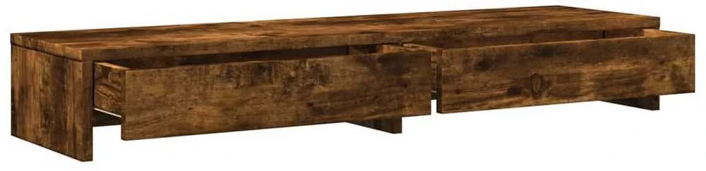 Laikiklis Monitoriaus stovas su stalčiais, dūminis, 100x27x15cm, mediena