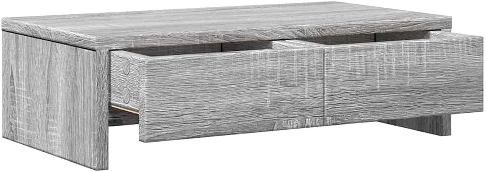 Laikiklis Monitoriaus stovas su stalčiais, pilkas, 50x27x15cm, mediena