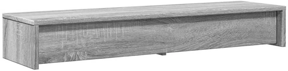Laikiklis Monitoriaus stovas su stalčiais, pilkas, 100x27x15cm, mediena