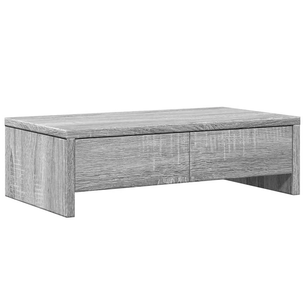 Laikiklis Monitoriaus stovas su stalčiais, pilkas, 50x27x15cm, mediena