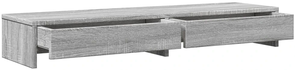 Laikiklis Monitoriaus stovas su stalčiais, pilkas, 100x27x15cm, mediena
