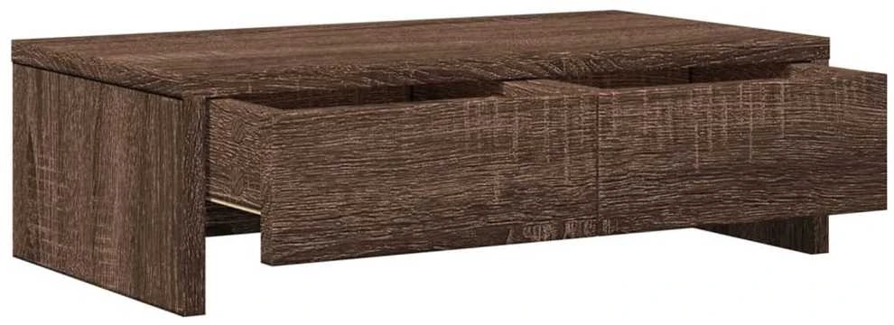 Laikiklis Monitoriaus stovas su stalčiais, rudas, 50x27x15cm, mediena