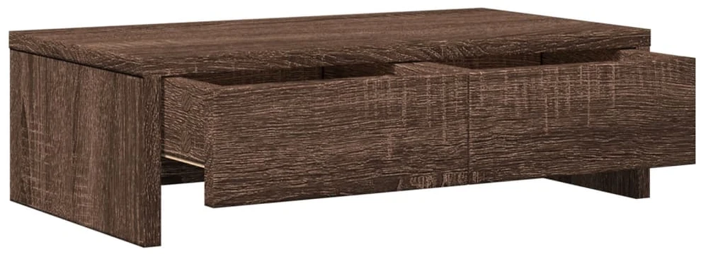 Laikiklis Monitoriaus stovas su stalčiais, rudas, 50x27x15cm, mediena