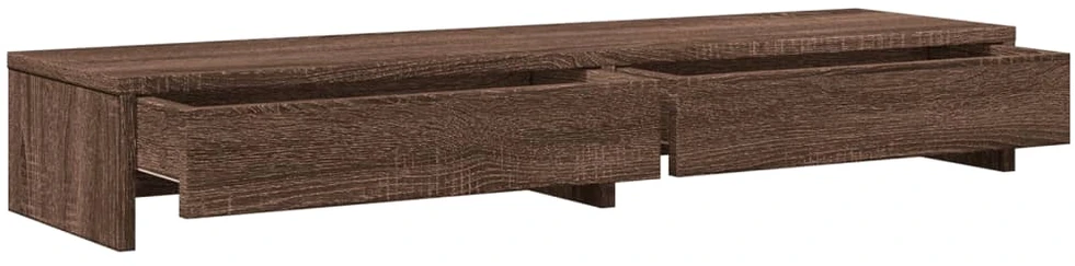 Laikiklis Monitoriaus stovas su stalčiais, rudas, 100x27x15cm, mediena