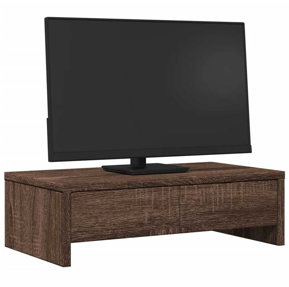 Laikiklis Monitoriaus stovas su stalčiais, rudas, 50x27x15cm, mediena