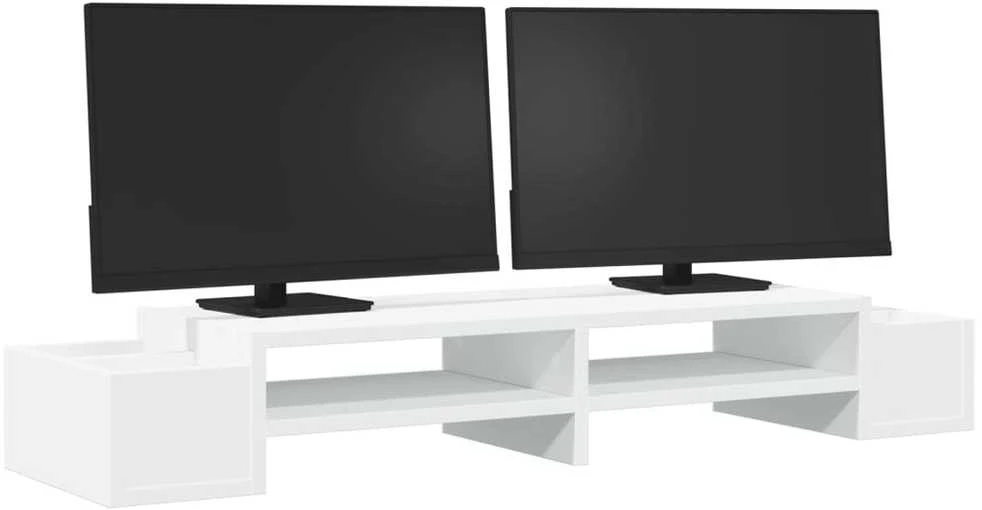 Laikiklis Monitoriaus stovas su vieta daiktams, baltas, 100x27x15cm