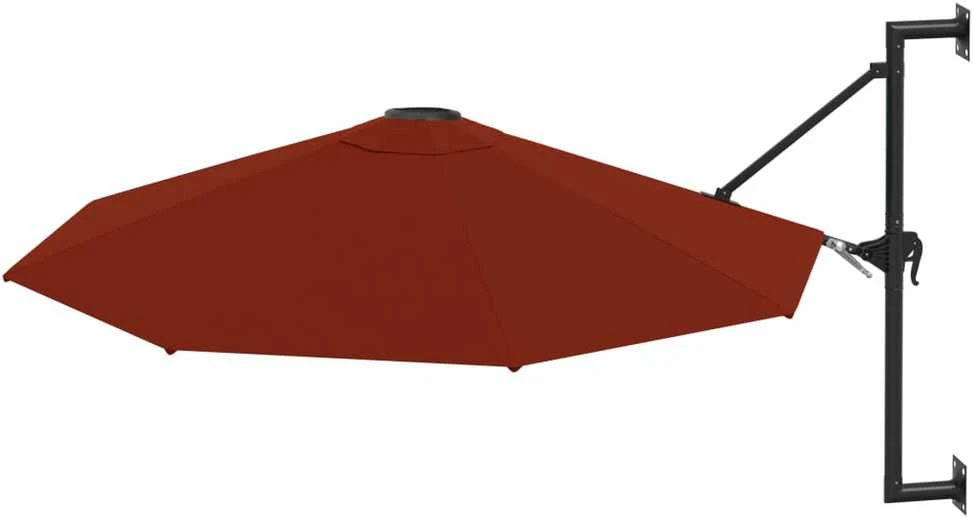 Prie sienos montuojamas skėtis su stulpu, terakota, 300cm
