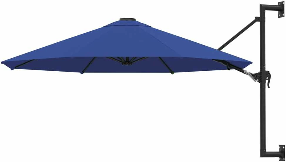 Prie sienos montuojamas skėtis su stulpu, mėlynas, 300cm