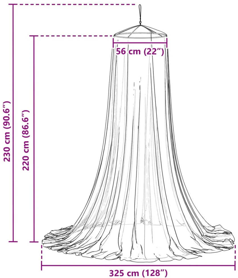 Uodų tinklas lovai 156 mesh Juoda ⌀56 x 220 cm Poliesteris
