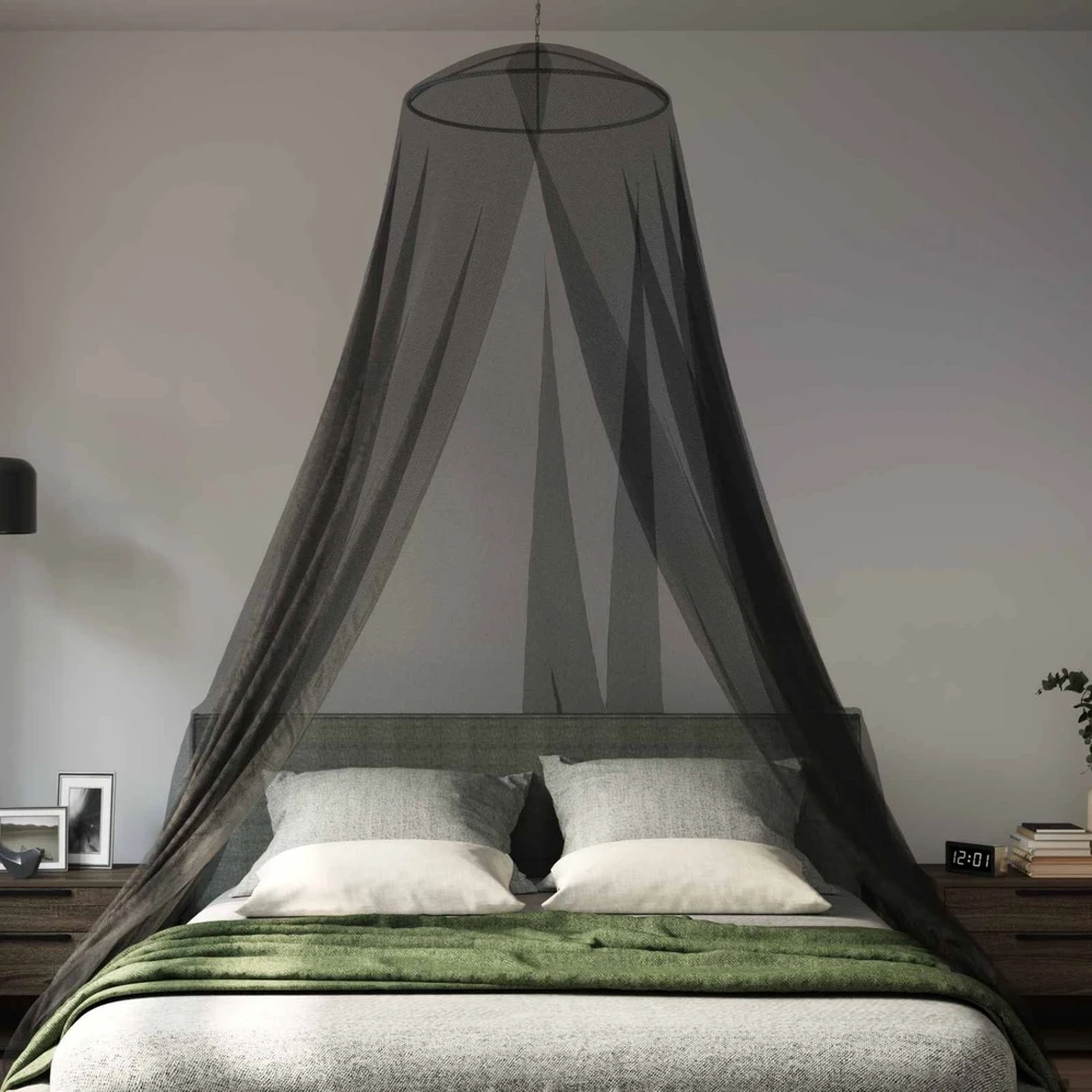 Uodų tinklas lovai 3 vnt. 156 mesh Juoda ⌀56 x 220 cm