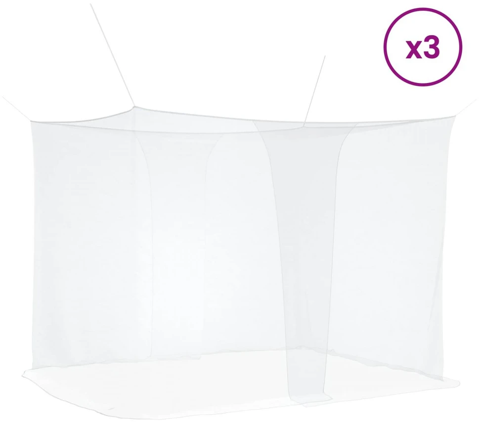Uodų tinklas lovai 3 vnt. 156 mesh Balta 220 x 150 x 180 cm