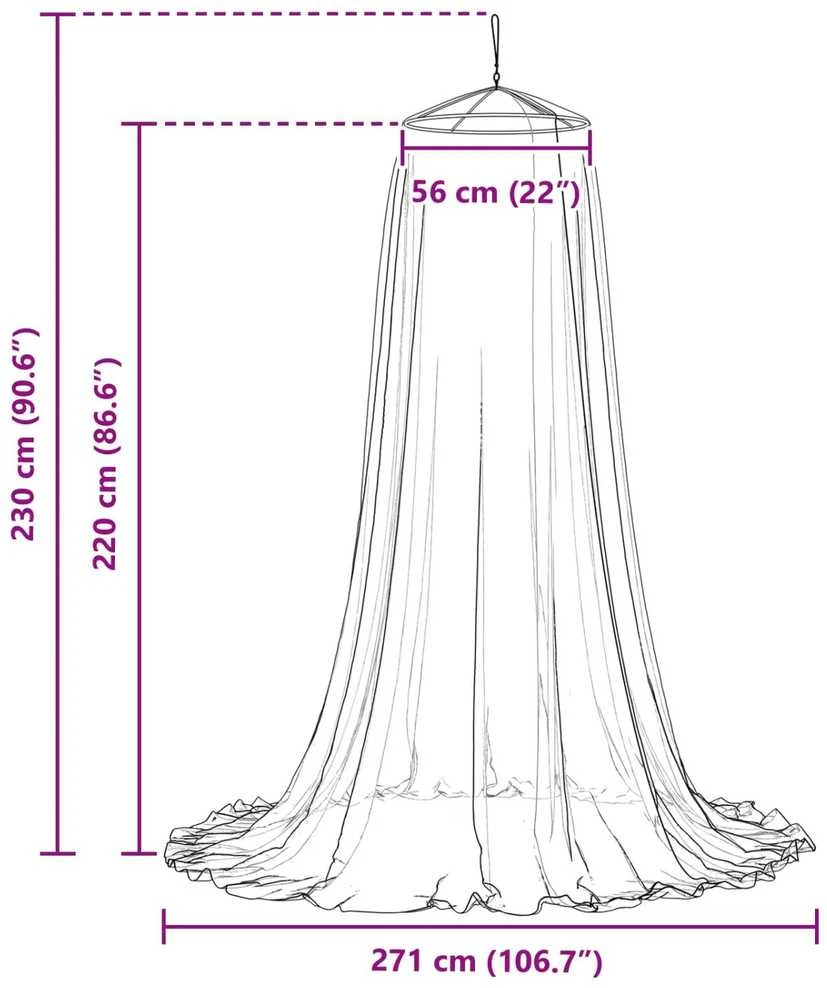 Uodų tinklas lovai 3 vnt. 156 mesh Balta ⌀56 x 220 cm