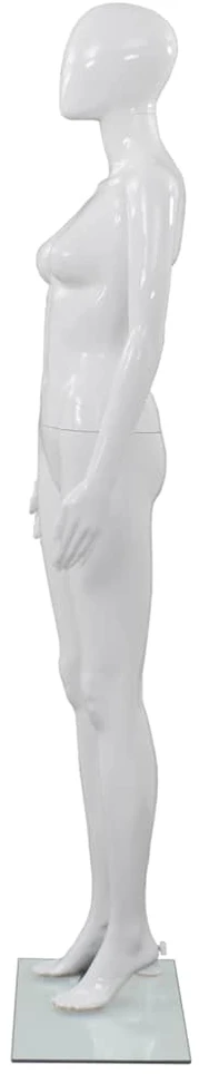 Moteriškas manekenas, stiklo pagrindas, blizgus, baltas, 175cm