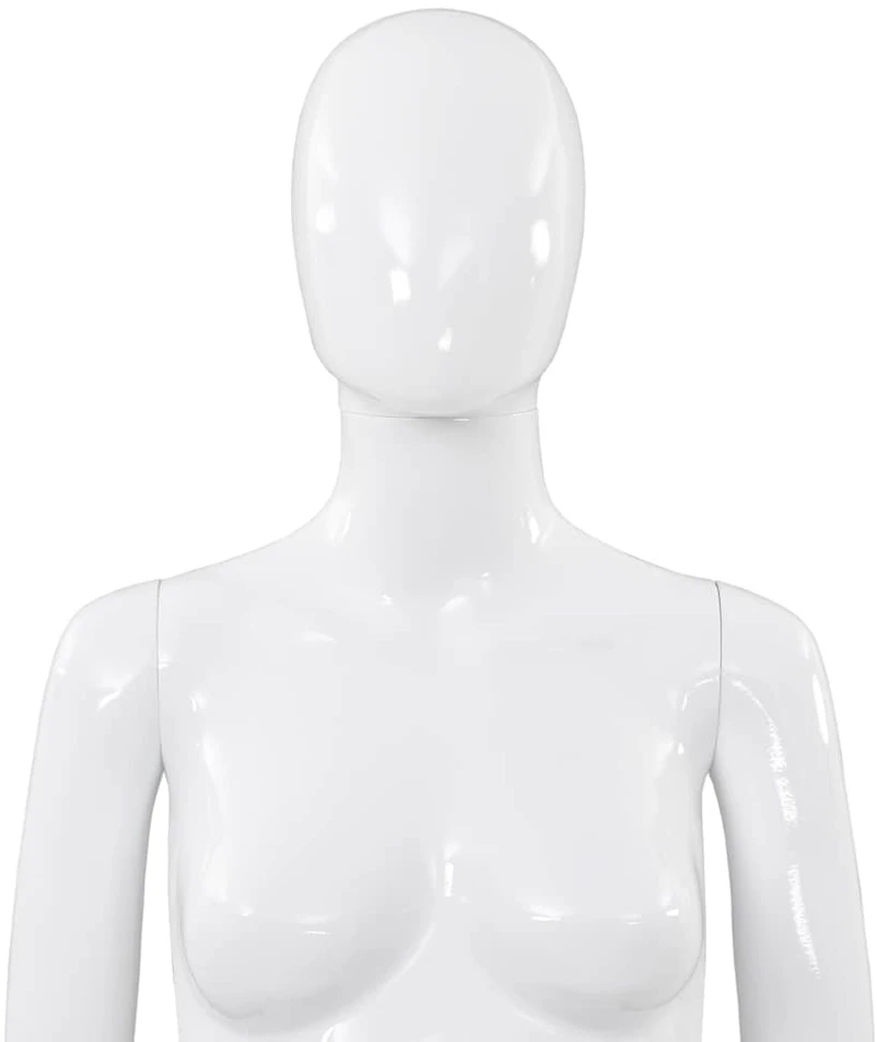 Moteriškas manekenas, stiklo pagrindas, blizgus, baltas, 175cm