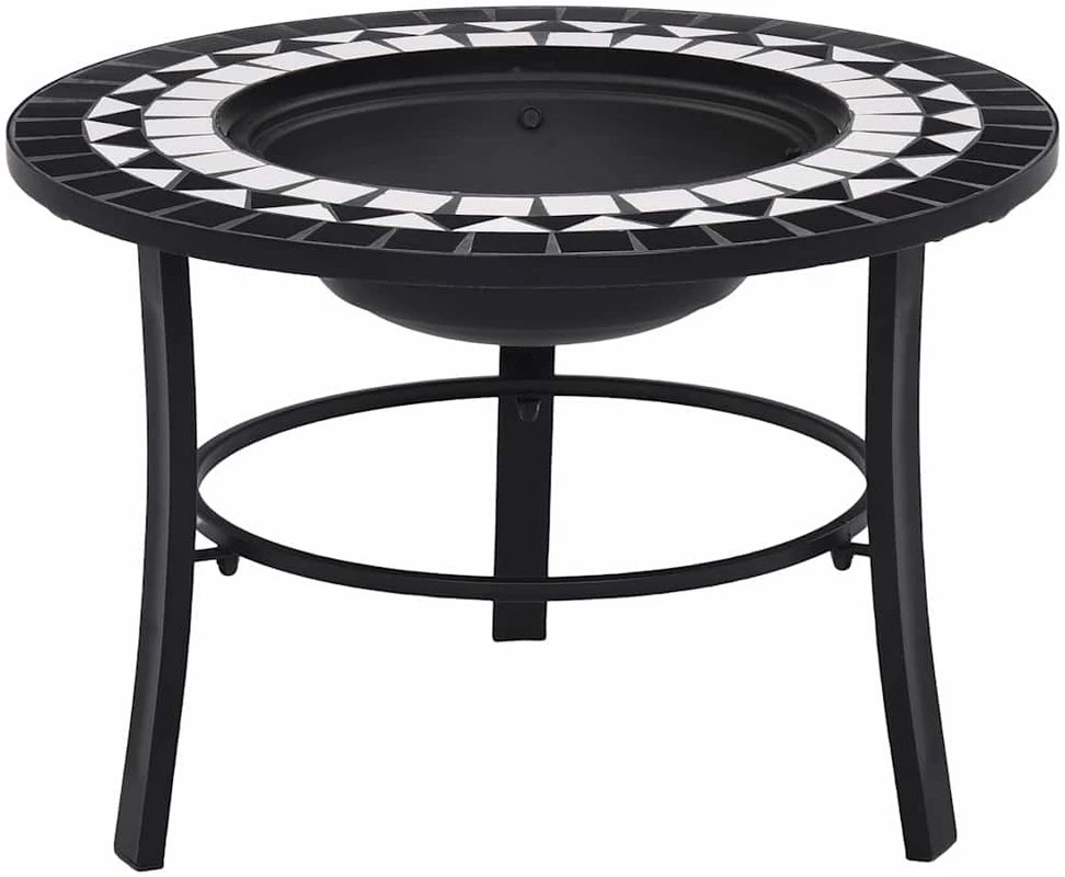 Mozaikinė laužavietė, juodos ir baltos spalvos, 68cm, keramika