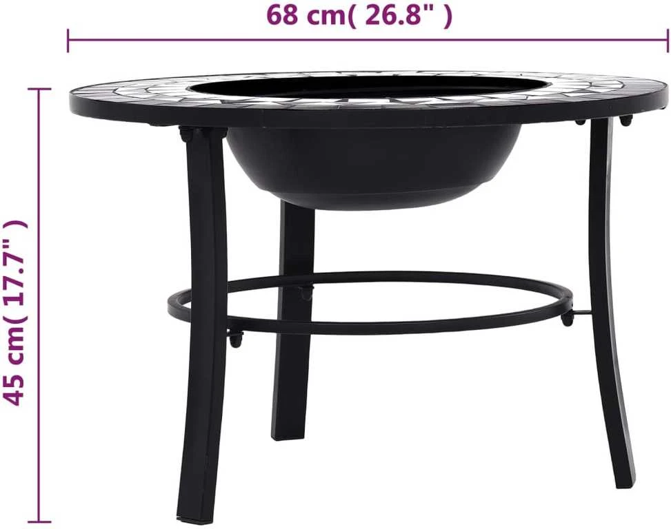 Mozaikinė laužavietė, juodos ir baltos spalvos, 68cm, keramika