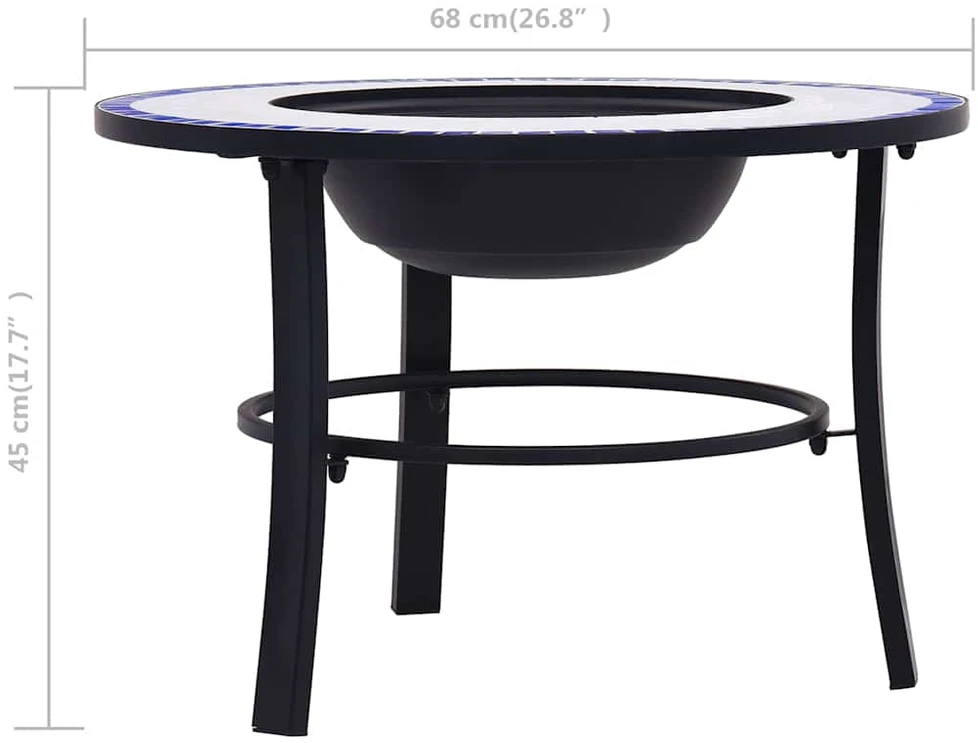 Mozaikinė laužavietė, mėlynos ir baltos spalvos, 68cm, keramika