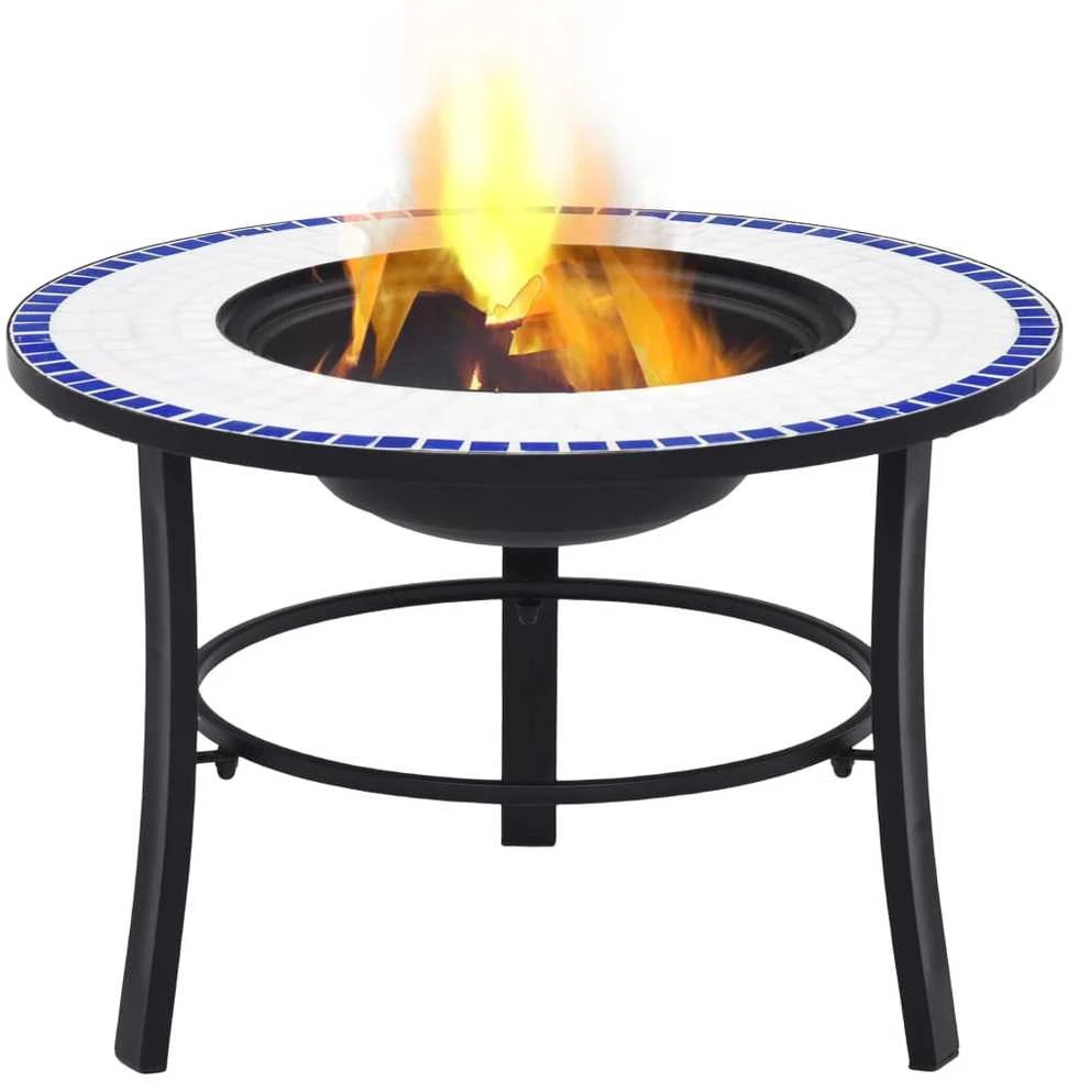 Mozaikinė laužavietė, mėlynos ir baltos spalvos, 68cm, keramika