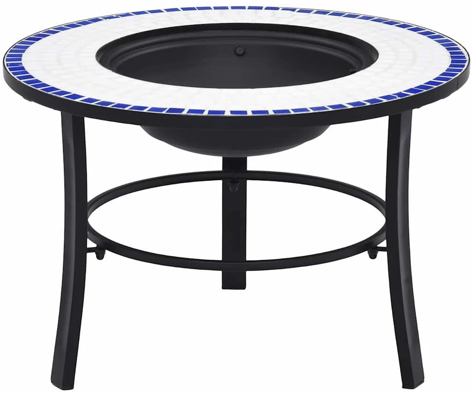 Mozaikinė laužavietė, mėlynos ir baltos spalvos, 68cm, keramika