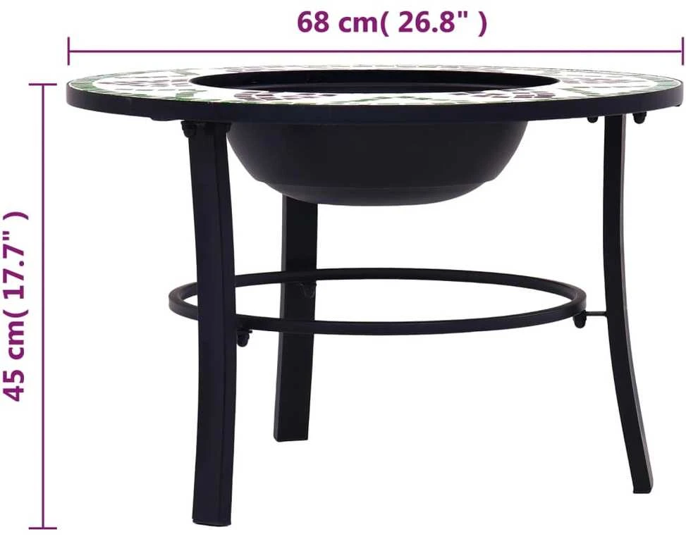 Mozaikinė laužavietė, žalios spalvos, 68cm, keramika