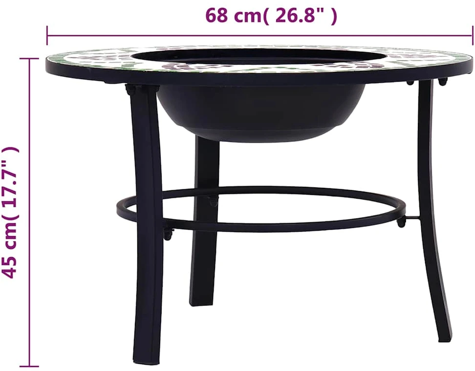Mozaikinė laužavietė, žalios spalvos, 68cm, keramika