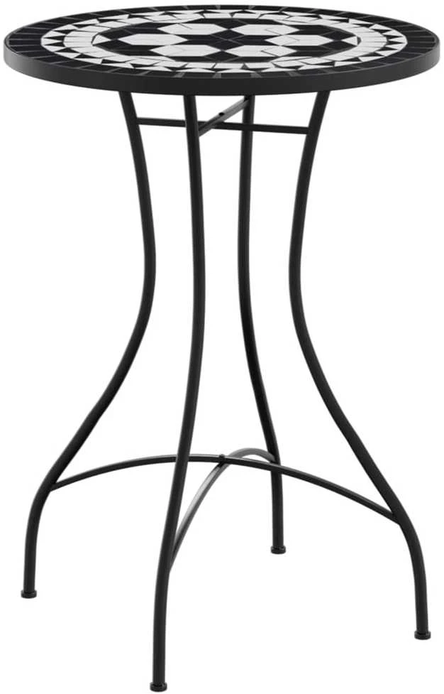 Mozaikinis bistro staliukas, juodas/baltas, 50x70cm, keramika