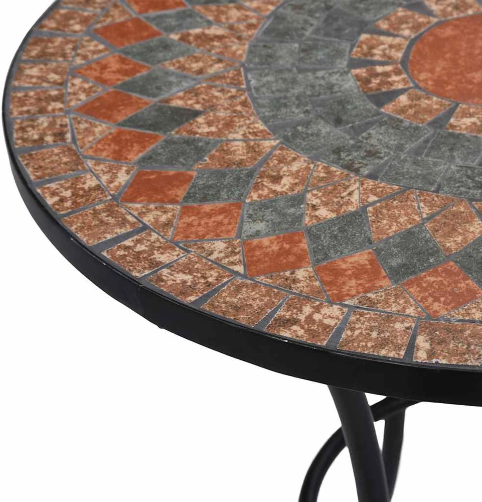 Mozaikinis bistro staliukas, oranžinis/pilkas, 60cm, keramika