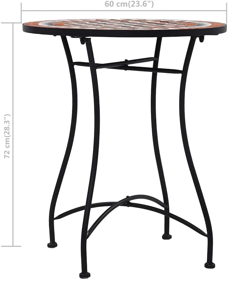 Mozaikinis bistro staliukas, rudos spalvos, 60cm, keramika