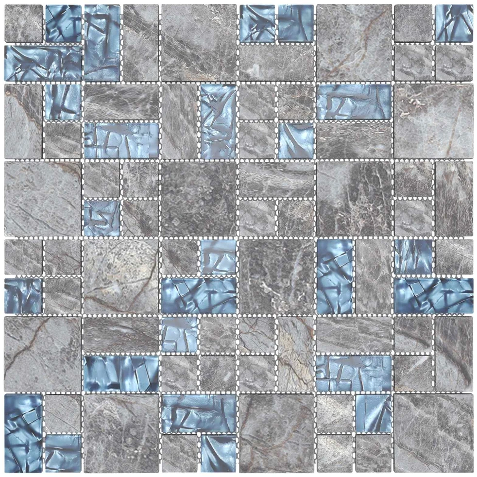 Mozaikos plytelė 11 vnt. 50 x 50 cm Pilka ir mėlyna Stiklas