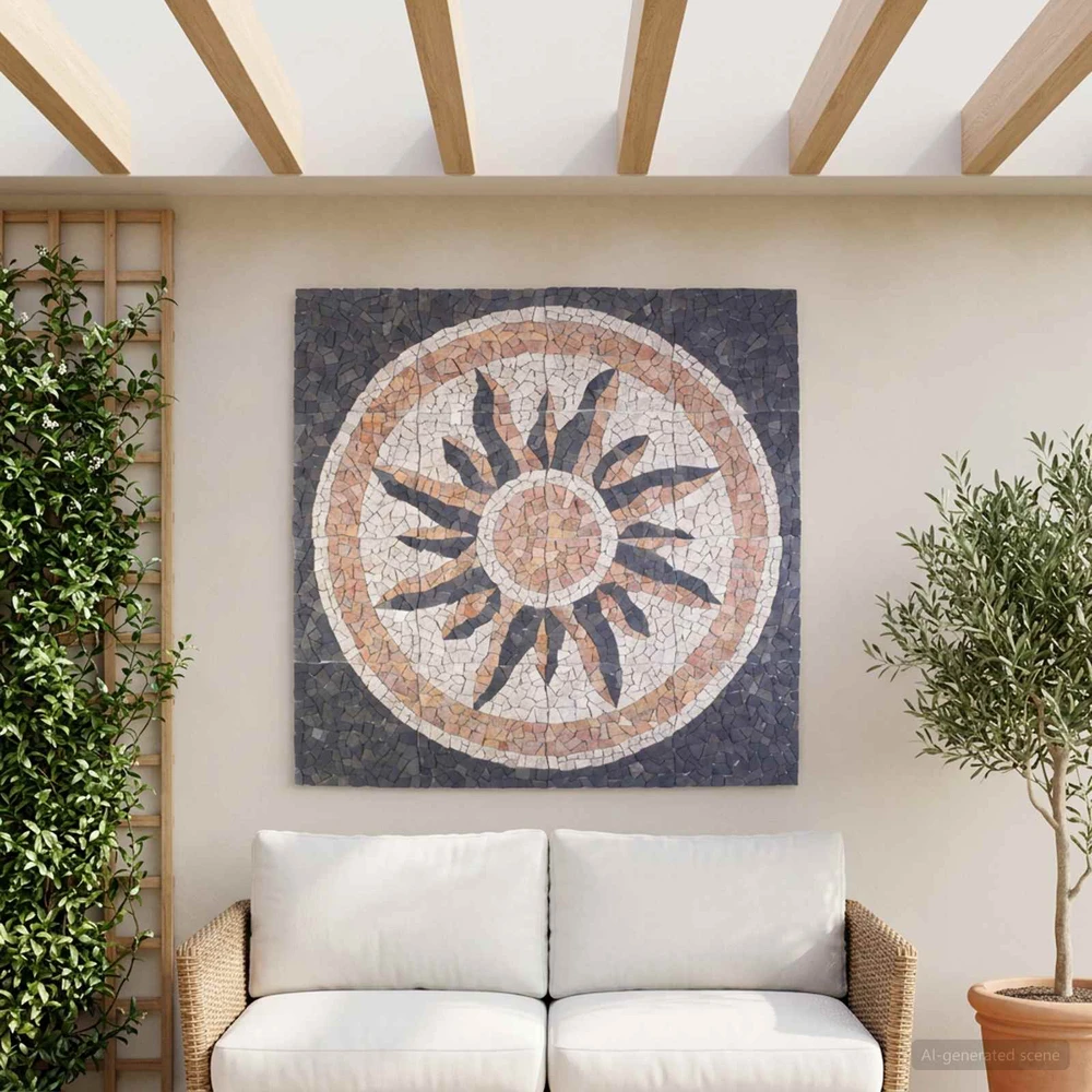 Mozaikos plytelės su saulės raštu Įvairiaspalvis 120 x 120 cm