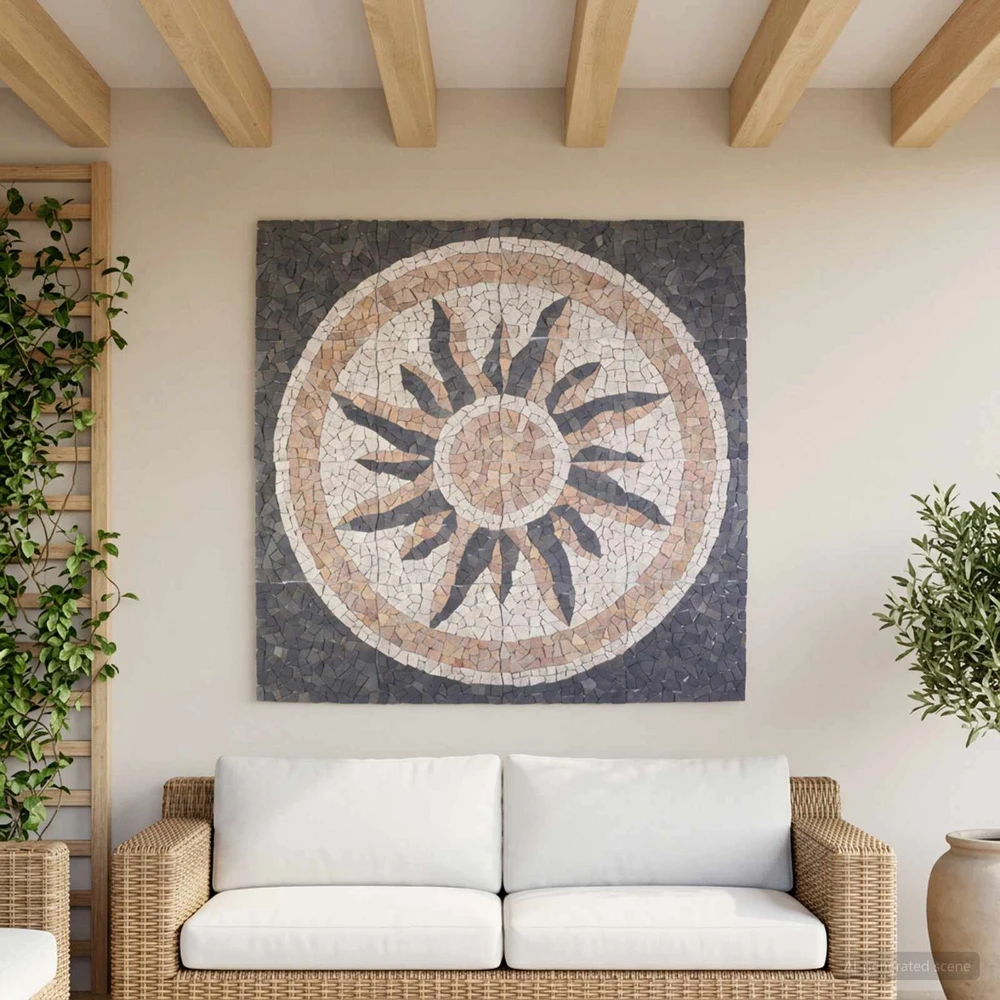 Mozaikos plytelės su saulės raštu Įvairiaspalvis 120 x 120 cm