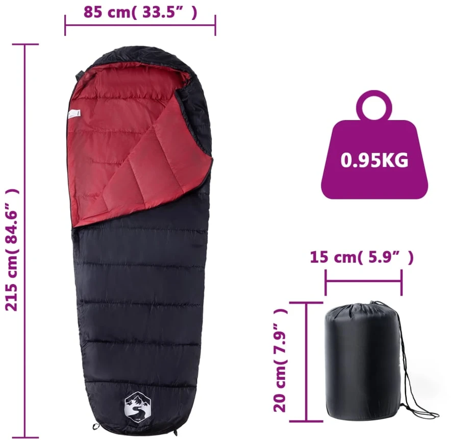 Mumijos formos miegmaišis suaugusiems stovyklavimui, 3 sezonams