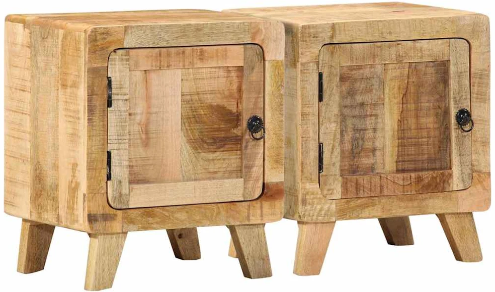 naktinė spintelė 2 vnt 40x32x46 cm medžio masyvo grubus mango