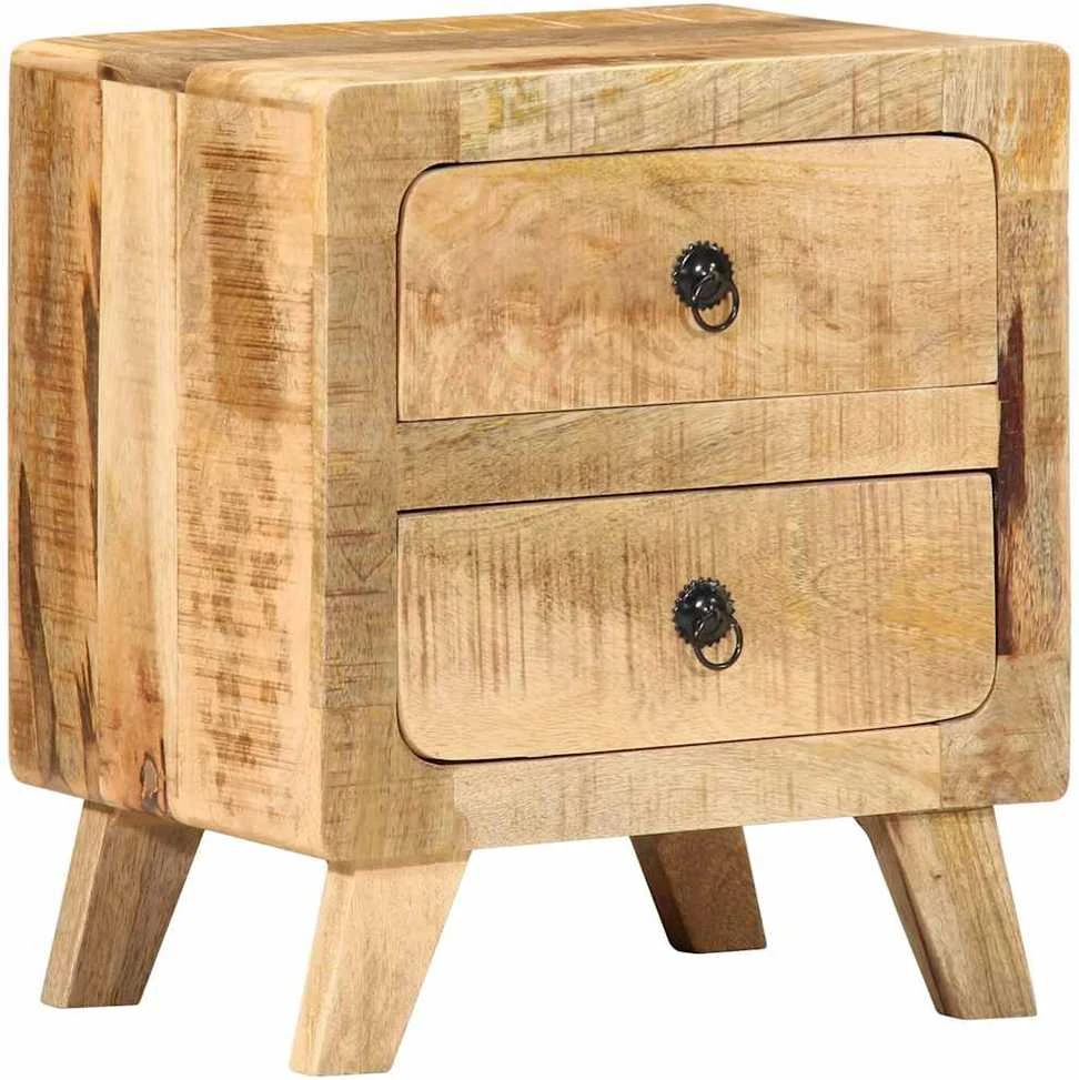 naktinė spintelė 2 vnt 40x32x46 cm medžio masyvo grubus mango