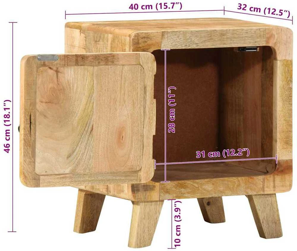naktinė spintelė 2 vnt 40x32x46 cm medžio masyvo grubus mango