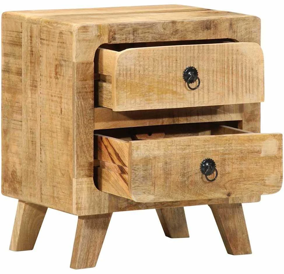 naktinė spintelė 2 vnt 40x32x46 cm medžio masyvo grubus mango