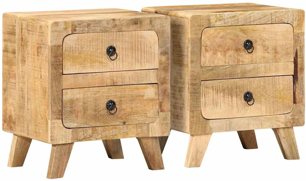 naktinė spintelė 2 vnt 40x32x46 cm medžio masyvo grubus mango
