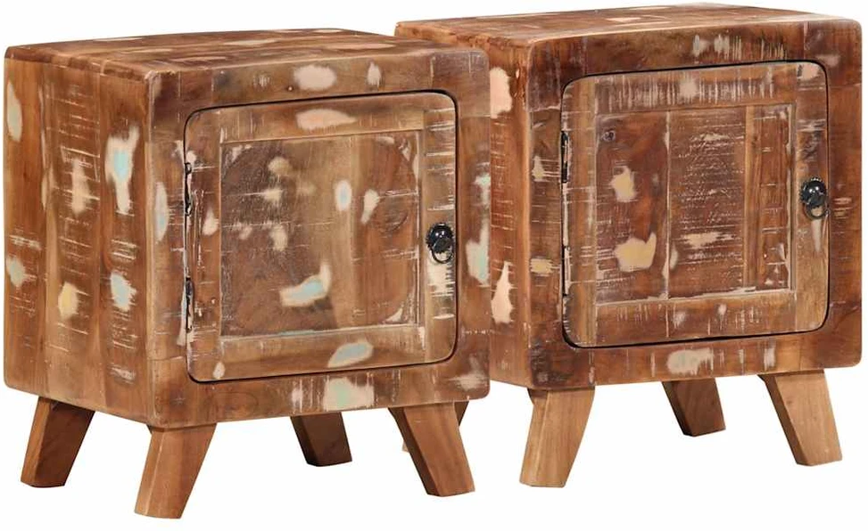 naktinė spintelė 2 vnt 40x32x46 cm perdirbta medžio masyvo