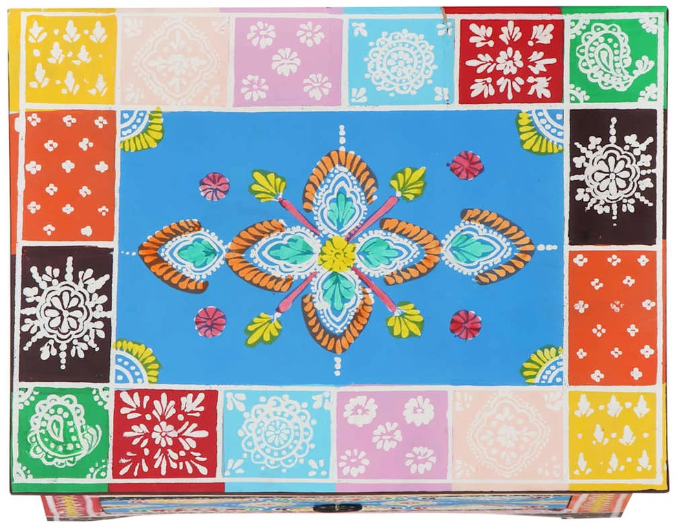 Naktinė spintelė, 40x30x50cm, mango masyvas, tapyta rankomis